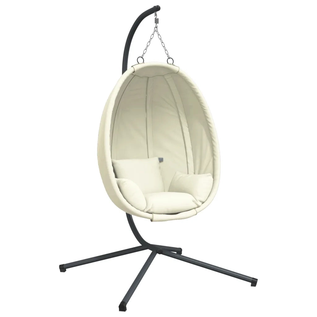 Sedia a Uovo Sospesa con Supporto Beige in Tessuto e Acciaio CFW4420604