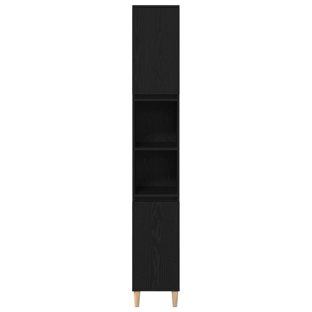 Set di Mobili da Bagno in 3 Pezzi Rovere Nero Legno Ingegnierizzato