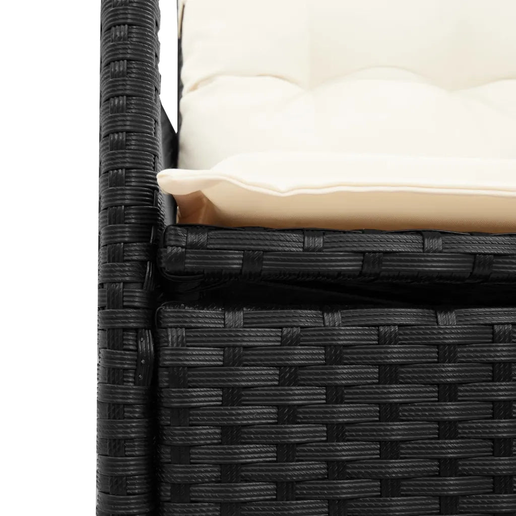 Divano Giardino Reclinabile 2Posti con Tavolino-Sofa da Giardino-Divanetto da esterno Nero Polyrattan 276601