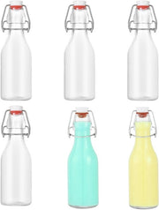 Set di 6 Flaconi in Vetro con Cappuccio a Pendolo – 250 ml – Flaconi Resistenti al Contatto con Alimenti e Riciclabili