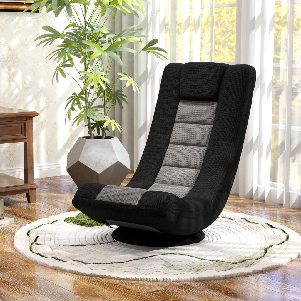 Sedia da Pavimento Pieghevole, Girevole a 360°, Sedie da Terra con 4 Posizioni Regolabili, Sedia per Lettura Gaming, Portata 140 kg (Grigio)