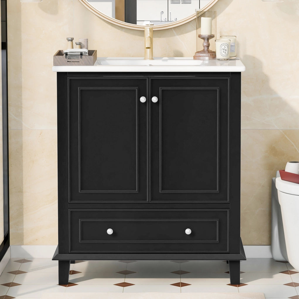 Mobile bagno con lavabo integrato, 73x45x87 cm, nero