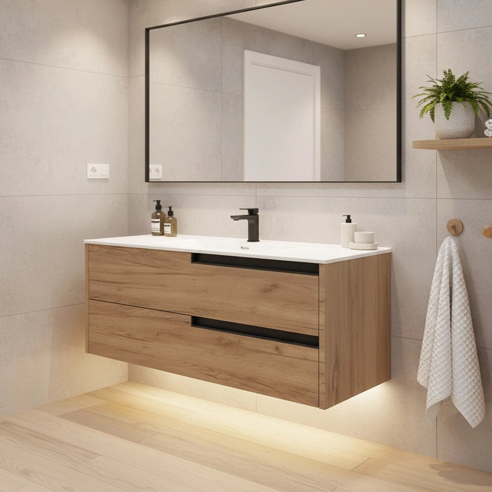 Mobile bagno sospeso Modular colore rovere miele con cassetti 100x45x50H