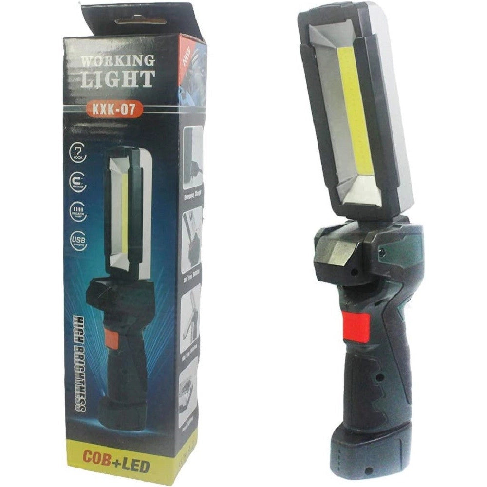 Trade Shop - Luce Lavoro Led Ricaricabile Usb Torcia Attacco Magnetico 5 Modalità Antiscivolo -