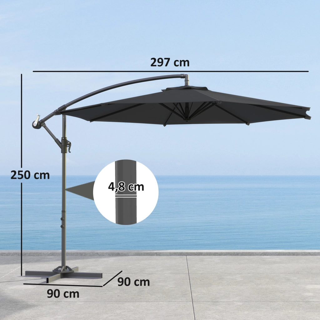 Ombrellone da giardino pieghevole ottagonale ¨C zephmum ¨C diametro 3 m nero