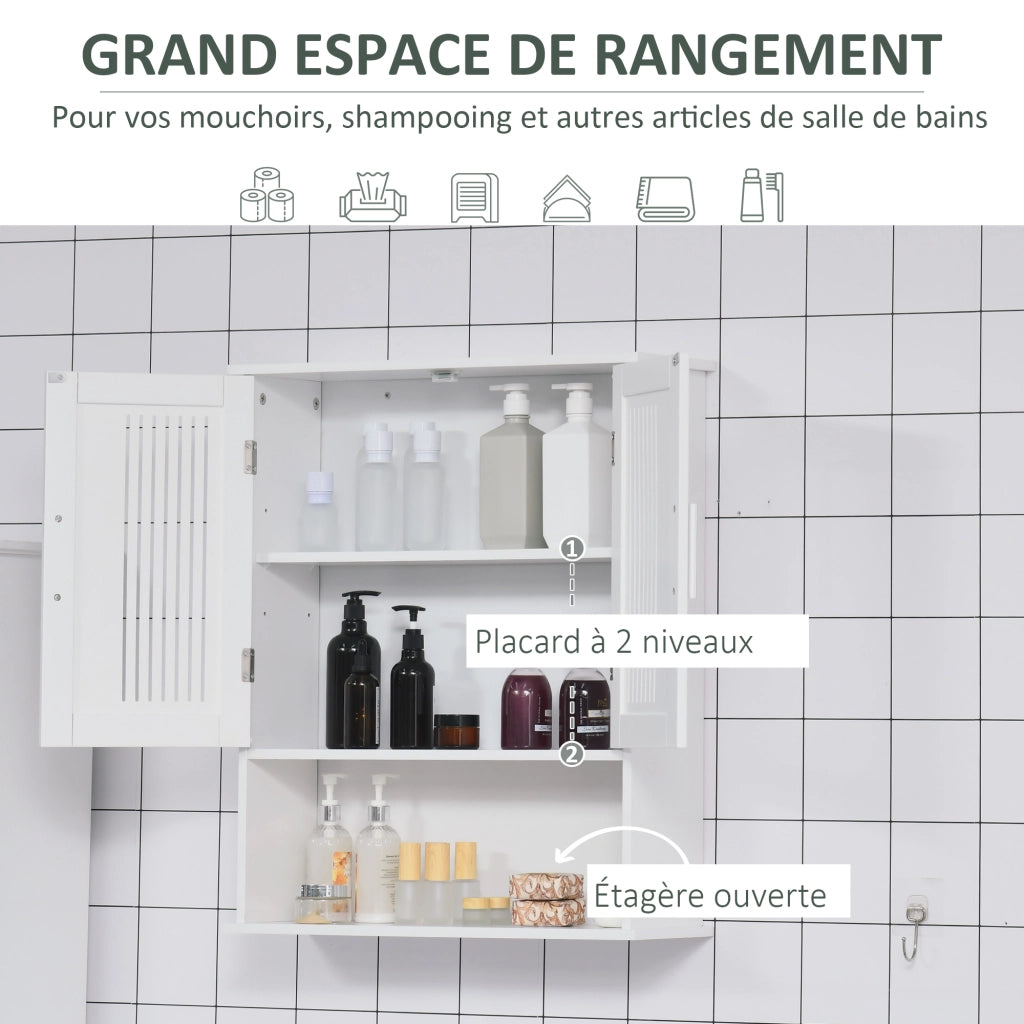 Armadietto da bagno sospeso con ripiani regolabili ¨C Minimal ¨C bianco 60x20x70 cm