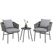 Set Giardino Polyrattan 3 Pezzi ¨C zephmum ¨C Grigio, 2 Sedie, Tavolino, 4 Cuscini