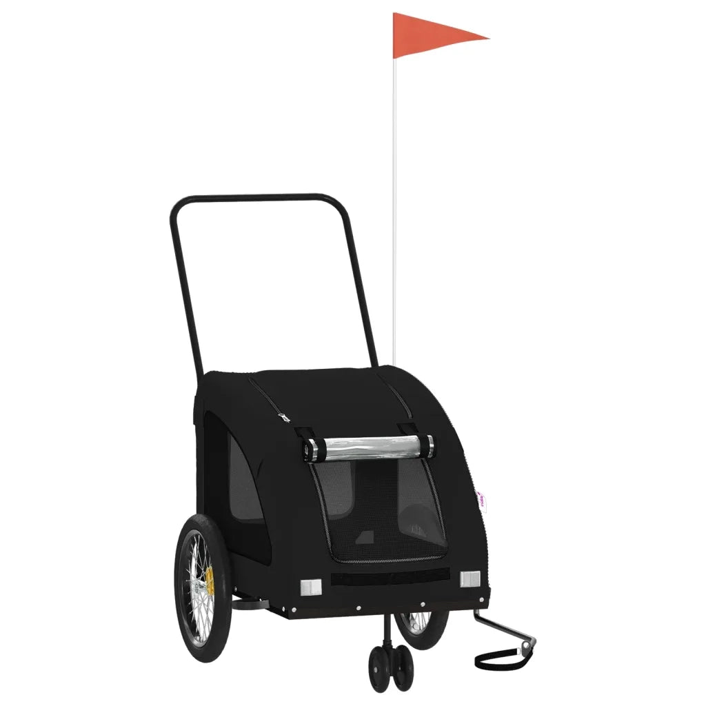 Rimorchio da Bici per Animali Nero Oxford e Ferro CFW6131512