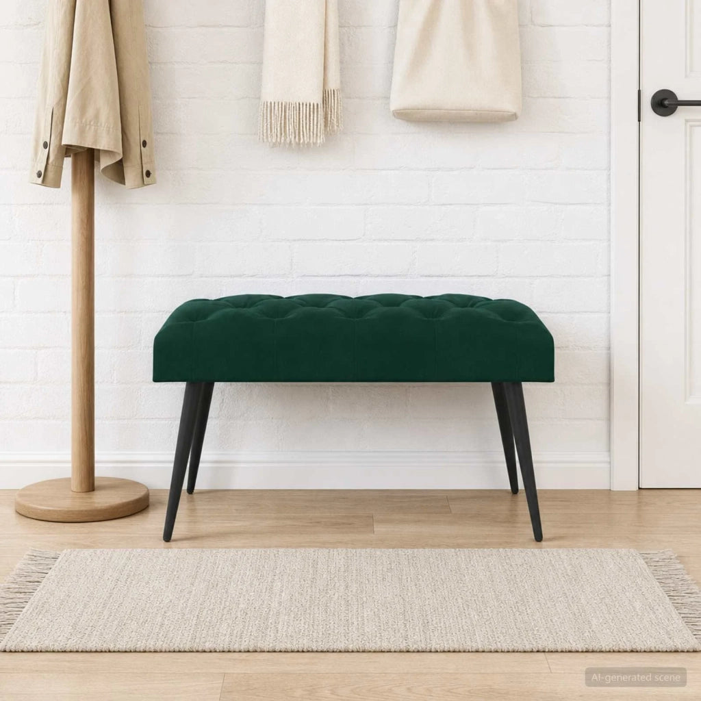 Panchina con bottoni imbottiti Verde Scuro 80 x 40 x 46 cm 42038559