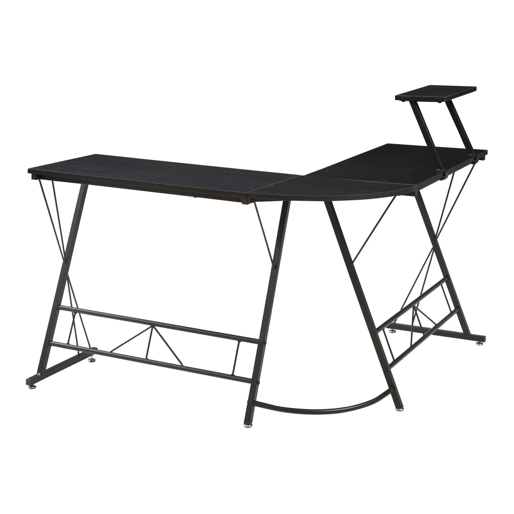 Scrivania Angolare Yremso Tavolo a L con Supporto Monitor 122 x 122 x 98 cm - Nero [en.casa]
