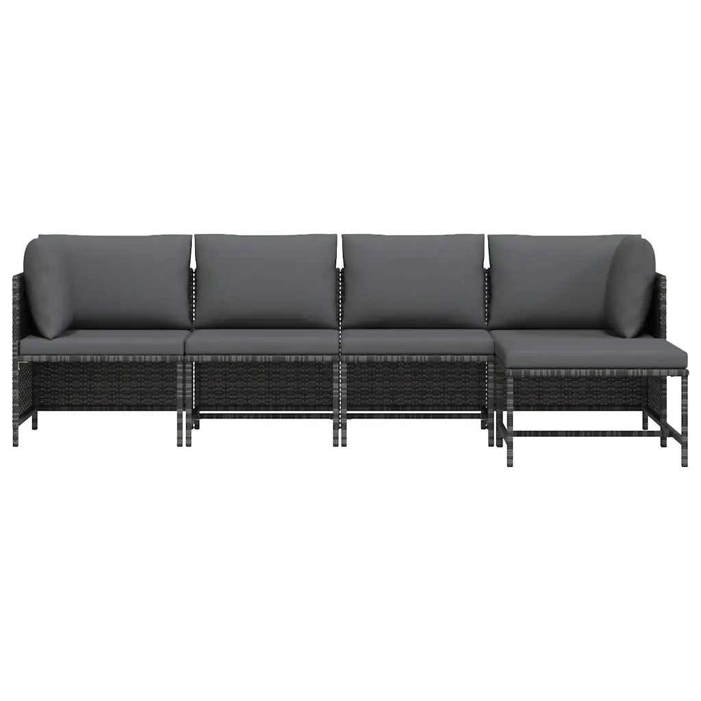 Set Divani da Giardino 4 pz con Cuscini in Polyrattan Grigio cod mxl 70673