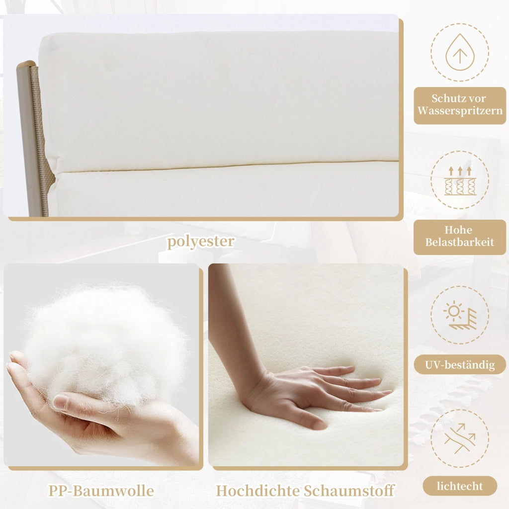SEDIA DA ESTERNO con braccioli in legno plastico, seduta in textilene, beige
