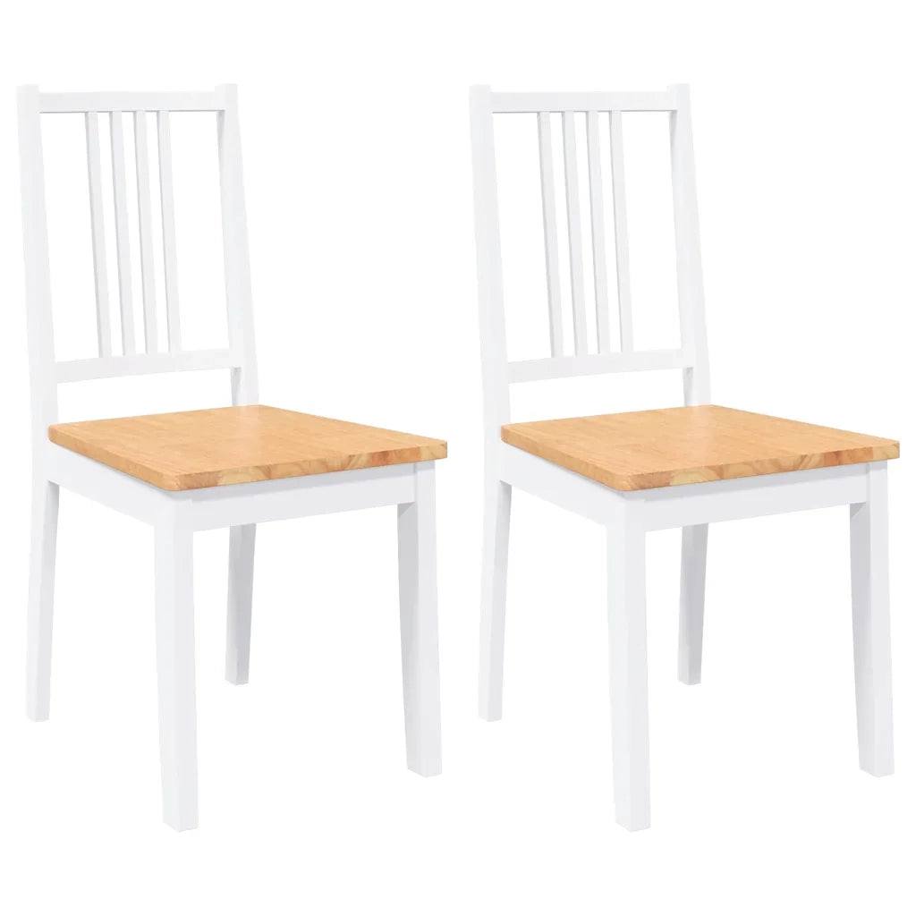 Sedie da Pranzo 2 pz Bianche in Legno Massello di Hevea 4102399