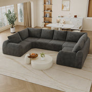Divano in tessuto chenille 344 cm, grigio scuro