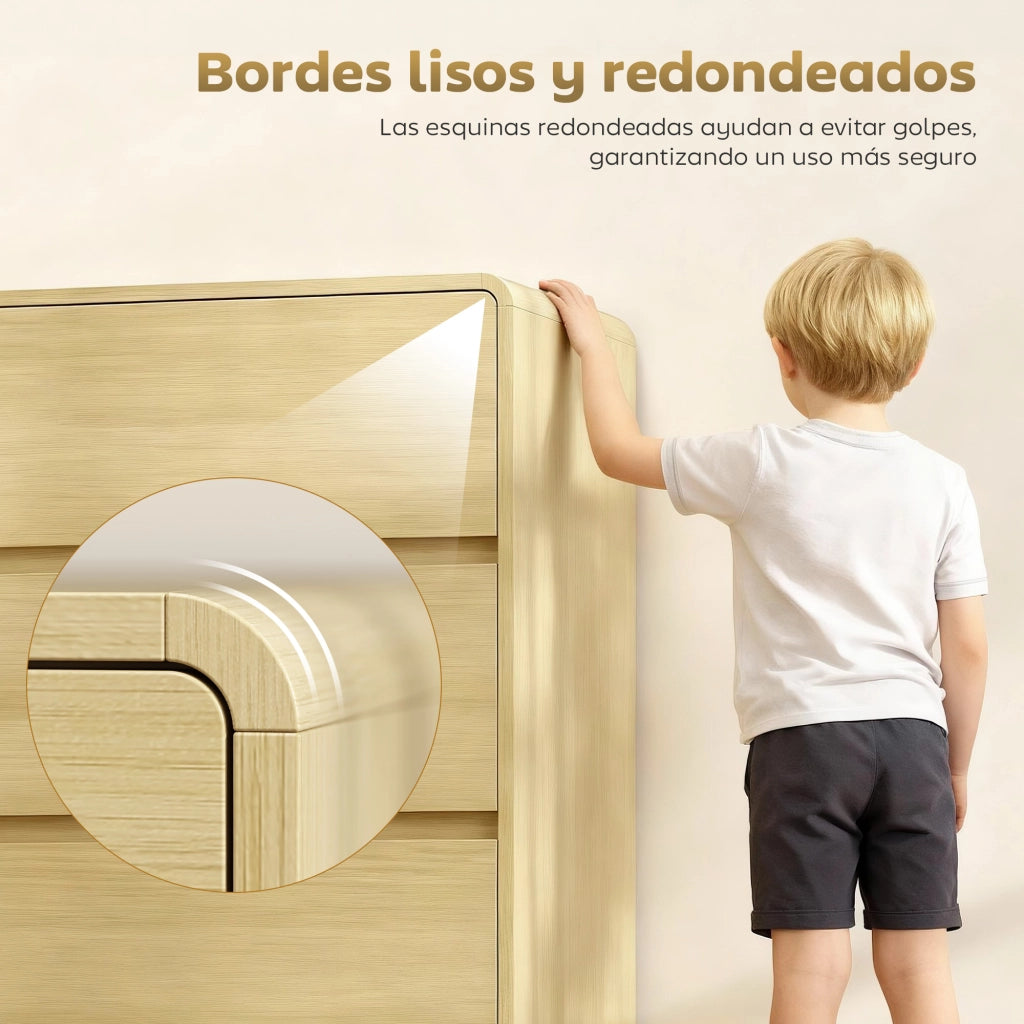 Cassettiera 6 Cassetti Legno Naturale ¨C Zephmum ¨C 120x38x86 cm
