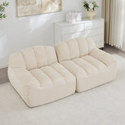 Divano modulare 2 posti senza montaggio con seduta profonda e braccioli ergonomici in pile granulato beige bianco
