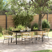Set da Pranzo da Giardino con Cuscini Marrone Polyrattan