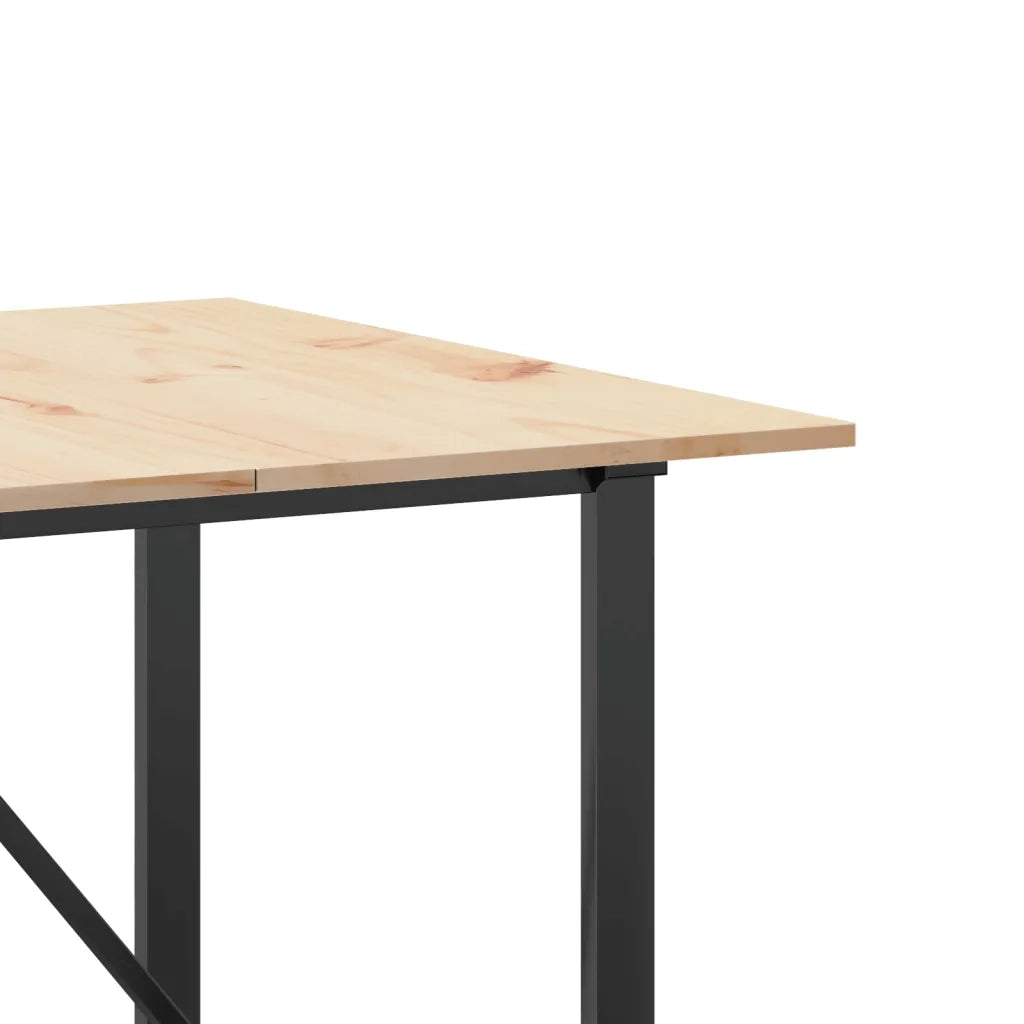 Tavolo da Pranzo Telaio a O 200x100x75 cm Legno Pino e Acciaio