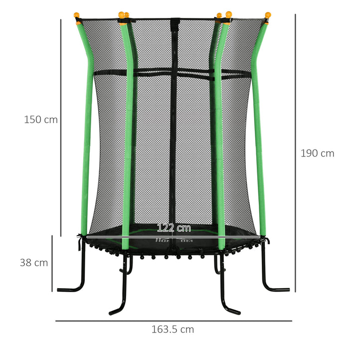 Tappeto Elastico per Bambini 3-10 Anni Ø163.5x190 cm con Ingresso a Cerniera Verde