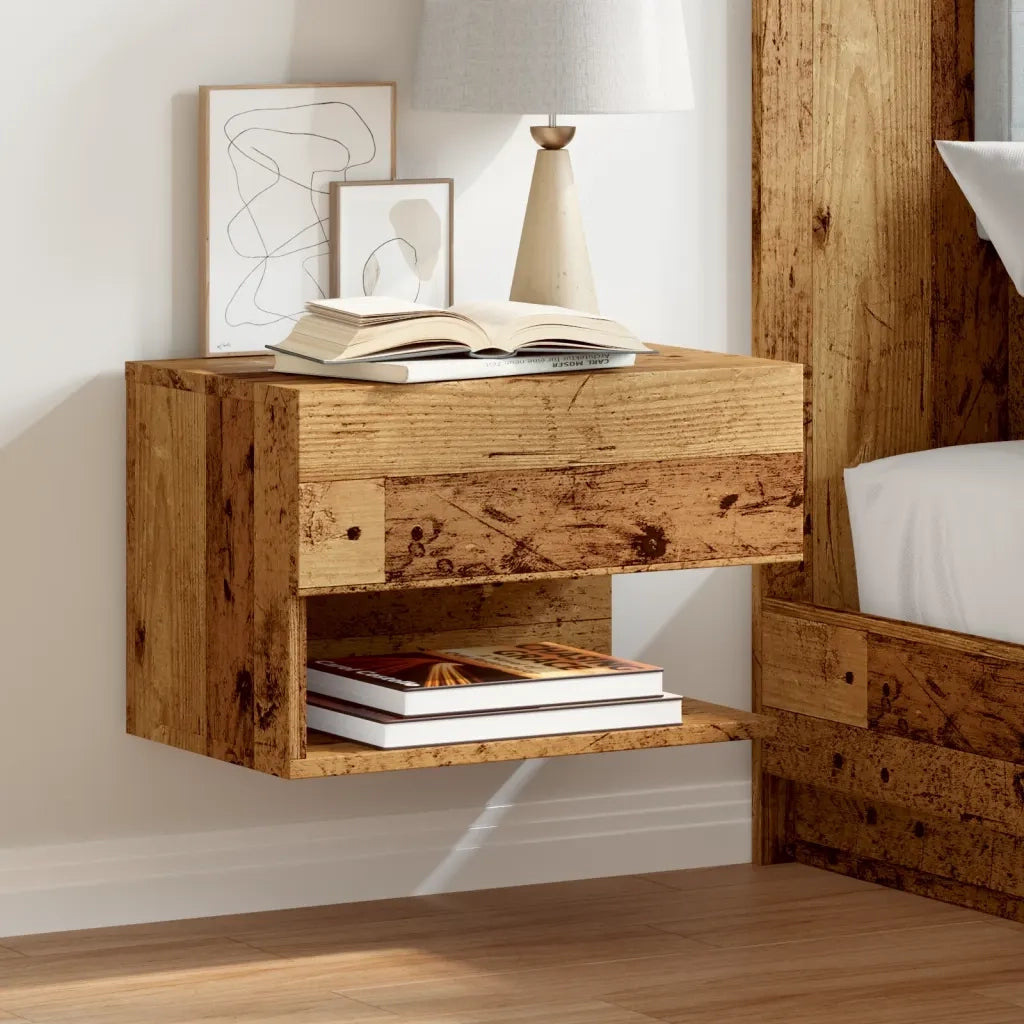vidaXL Comodini da Parete 2pz Legno Antico