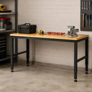 Height-adjustable Workbench 122 X 61 X 72 - 97 Cm Clamping Table, 900 Kg Weight Capacity Work Table, Brown. Folding Tool Bench Made Of Cold-rolled Steel, Multifunctional Work Table For Workshop.