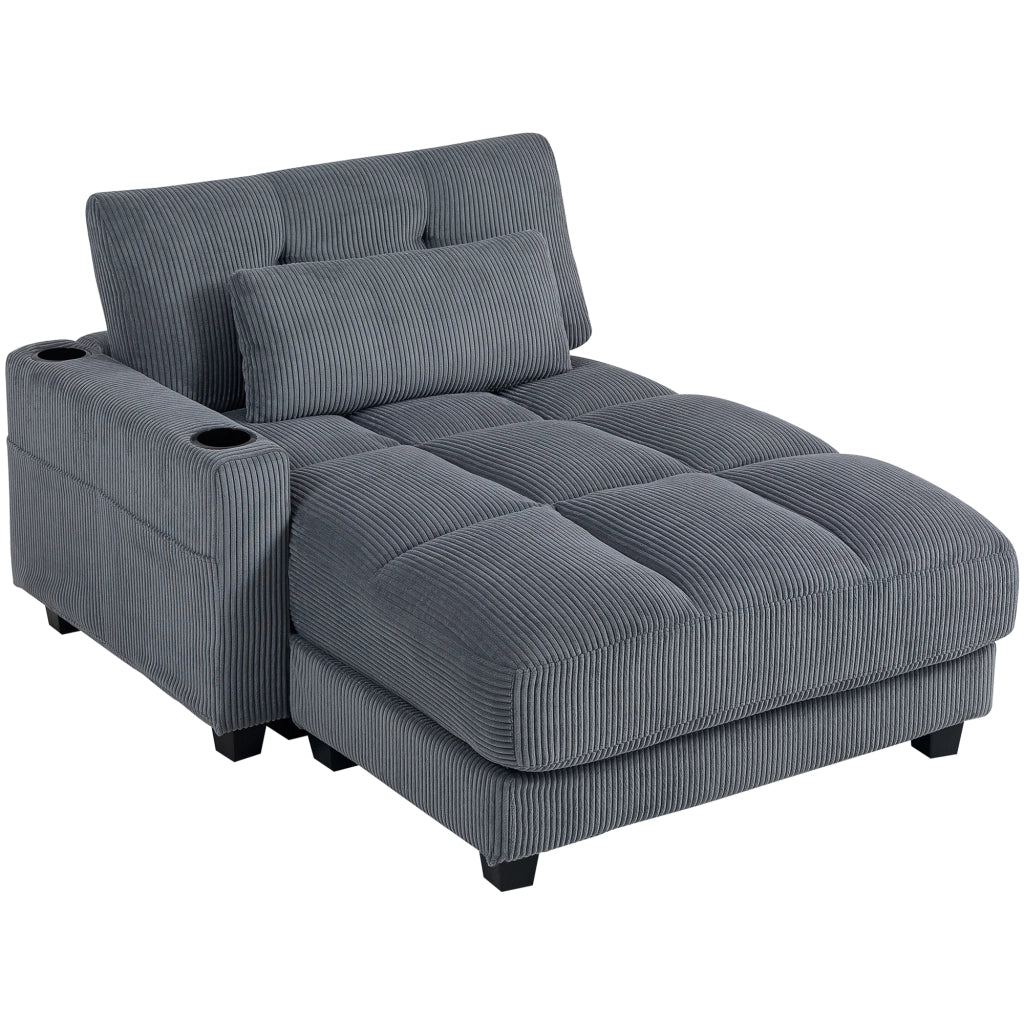 Divano letto con cuscini e portabicchieri ¨C Xylo ¨C Grigio, schiuma trasformabile