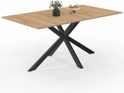 Tavolo da pranzo rettangolare ALIX per 8 persone con gambe a ragno nere e in legno 160 cm