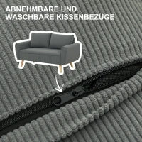 Divano a Due Posti, Divano in Tessuto, 2 Cuscini per lo Schienale, Rivestimento in Velluto, 145 x 75 x 78 cm, Antracite