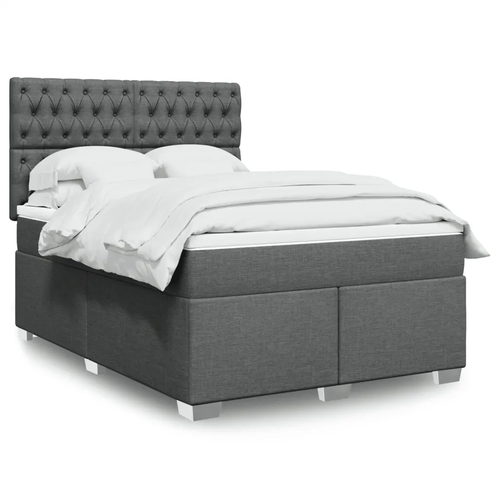 Giroletto a Molle con Materasso Grigio Scuro 140x200cm Tessuto