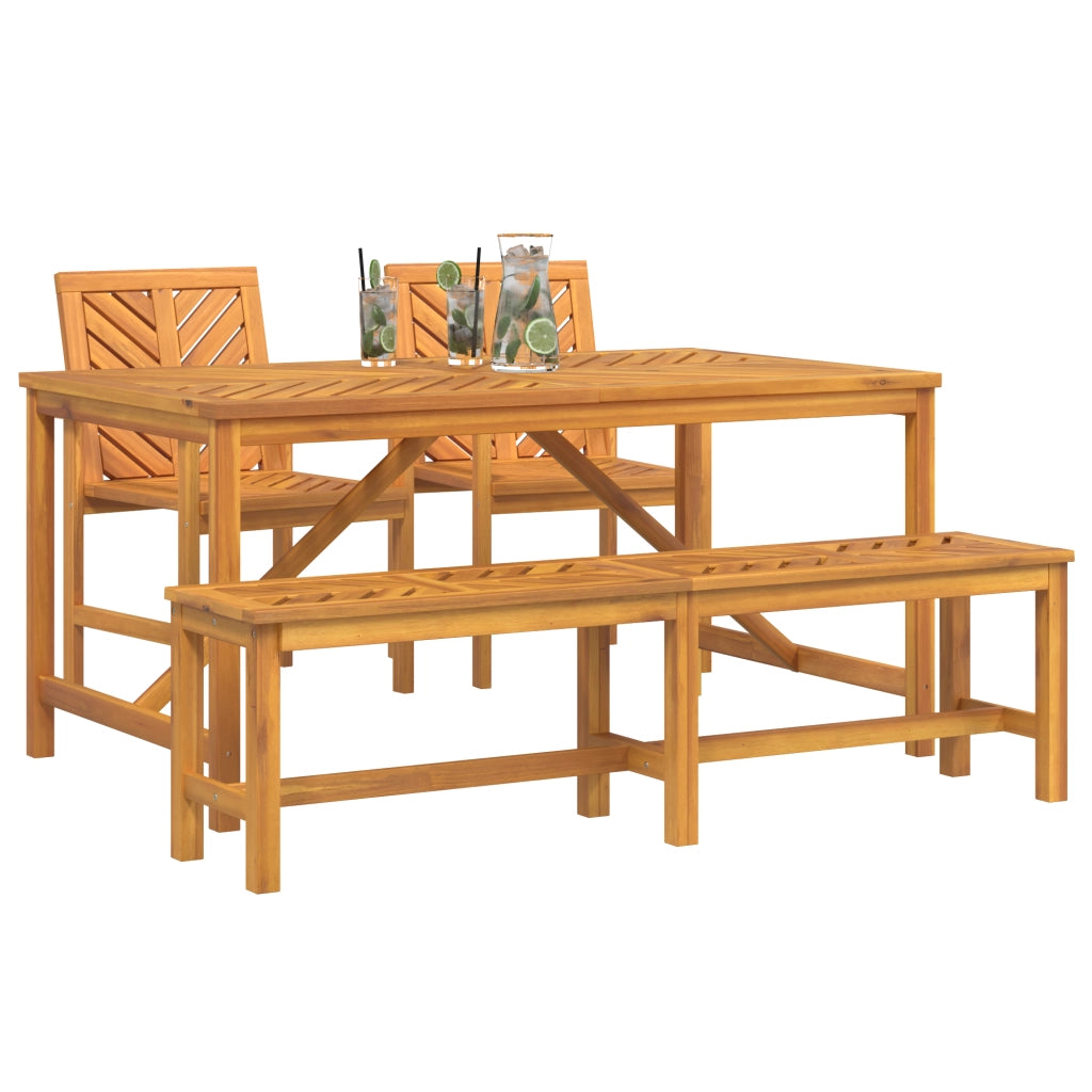 Set da pranzo da giardino in legno massello di acacia da 4 pezzi