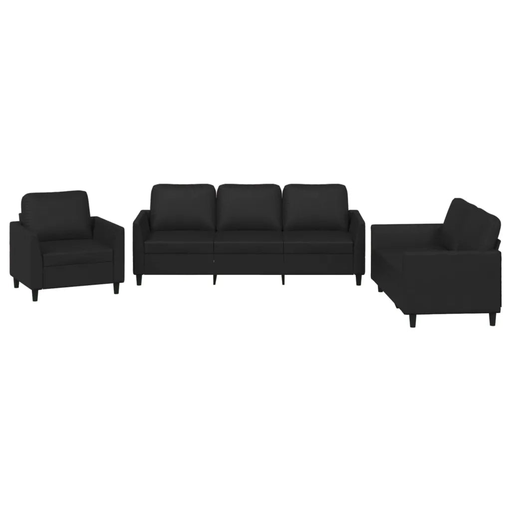 Set di Divani 3 pz con Cuscini Nero in Similpelle 3201740