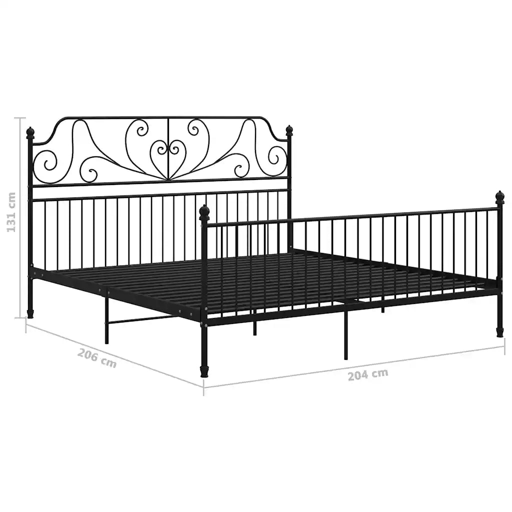 Letto matrimoniale | Letto per adulti | Giroletto Nero in Metallo 200x200 cm