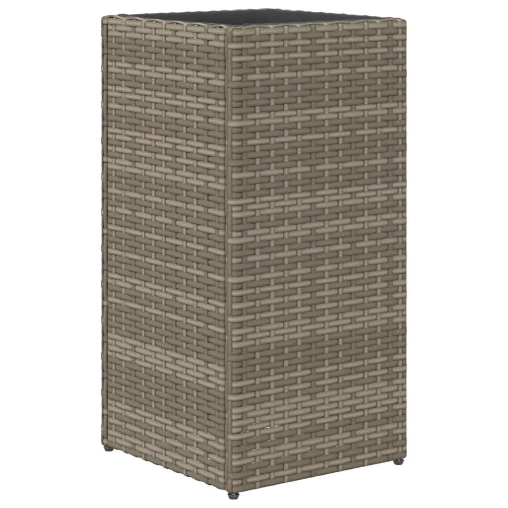 Fioriera rialzata per piante fiori terrazza giardino 30 x 30 x 60 cm resina intrecciata grigia 02_0037494