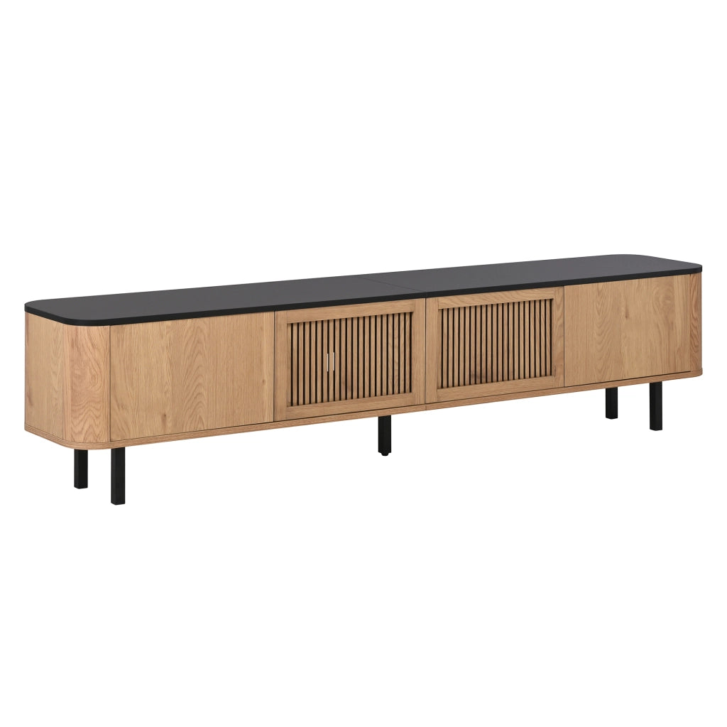 Mobile Porta TV Moderno 190 cm Rovere e Nero con Ante a Griglia