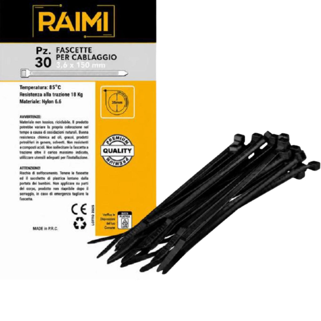 EcoPrice Fascette Cablaggio 3.6x150mm 30pz Nero RM-FC3615N