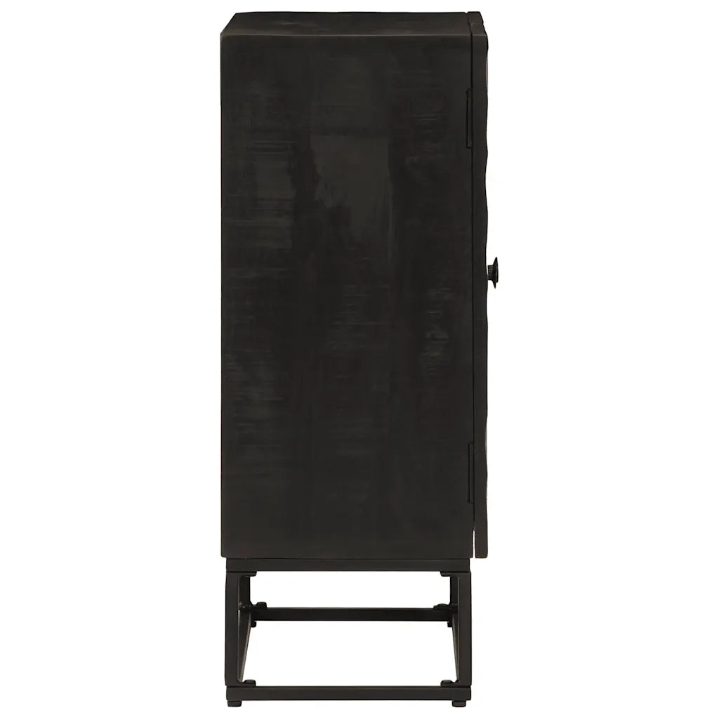 Credenza Nera 55x30x76 cm in Legno Massello di Mango e Ferro 372005