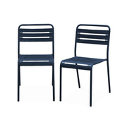 set 2 sedie da giardino bistrot in acciaio, blu navy