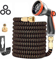 Serpentino per giardino 15 m con connessioni metalliche - 3 strati di gomma latex flessibile - tessuto 3450D senza pieghe - 10 bocchette