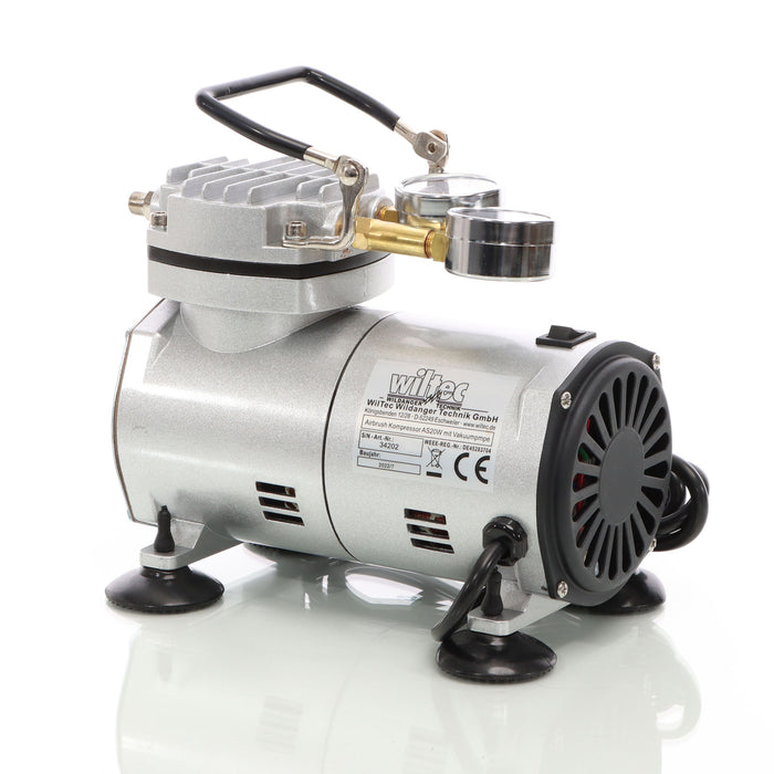 Compressore per aerografo AS20W, 1 cilindro, 4 bar, funzione di pompa per vuoto