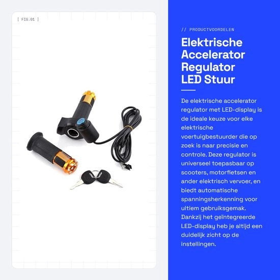 Regolatore Acceleratore Elettrico con Display LED di Guida - Blocco Chiave di Potenza - Adatto per Scooter e Motocicli - Regolazione di Sicurezza Universale