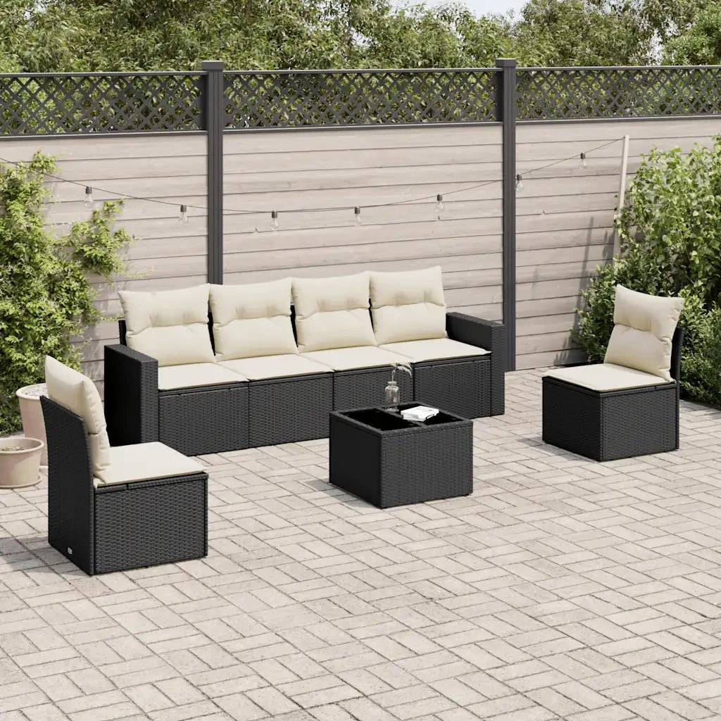Set Divani da Giardino con Cuscini 7pz Nero Polyrattan 3251153