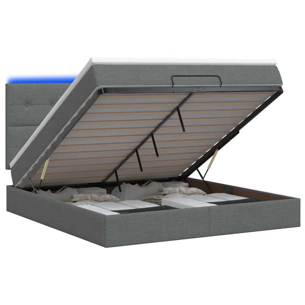 Letto Ottomano con Materasso e LED Grigio Scuro 180 x 200 cm 3458091