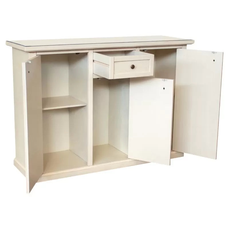 Madia credenza 3 porte 1 cassetto shabby bianco anticato decori blu 120x39x85 - Mobili 2G