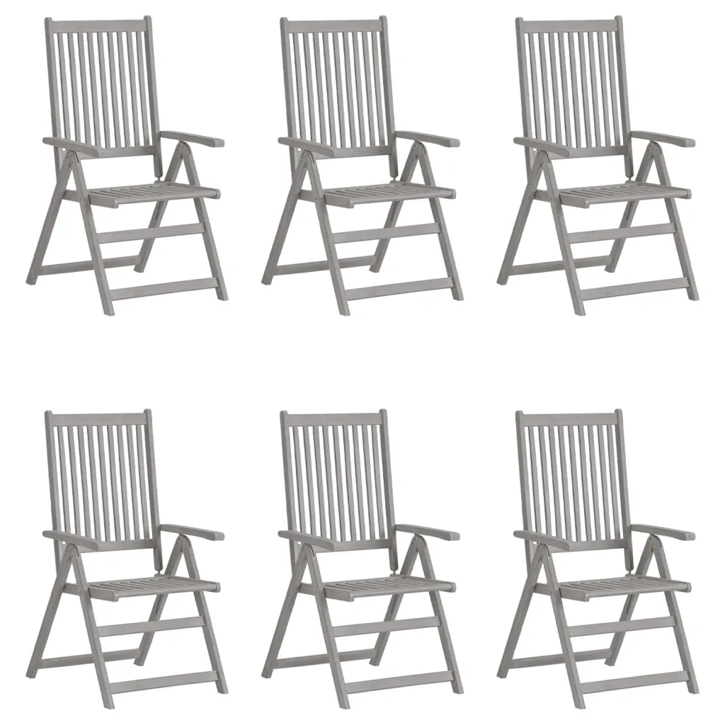 Sedie da Giardino Reclinabili 6 pz con Cuscini Massello Acacia 3065328