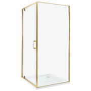 Box Doccia Vetro Temperato dorato Cornice Alluminio Anta Singola Quadrata 90 x 90 x 185 cm