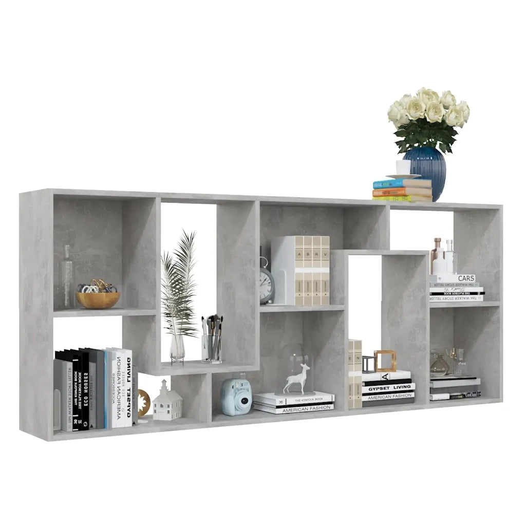 Libreria-Scaffale per Libri-Mobile di Stoccaggio Grigio Cemento 67x24x161 cm in Legno Multistrato