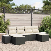 Set Divano da Giardino con cuscino 6 pcs Nero polyrattan 3347167