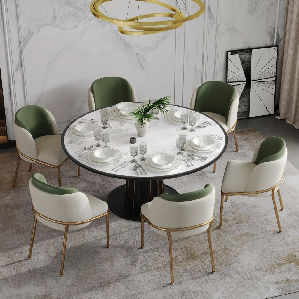 SEDIA da pranzo minimalista 44,5x50,8 cm in metallo e legno Beige/Verde/Oro