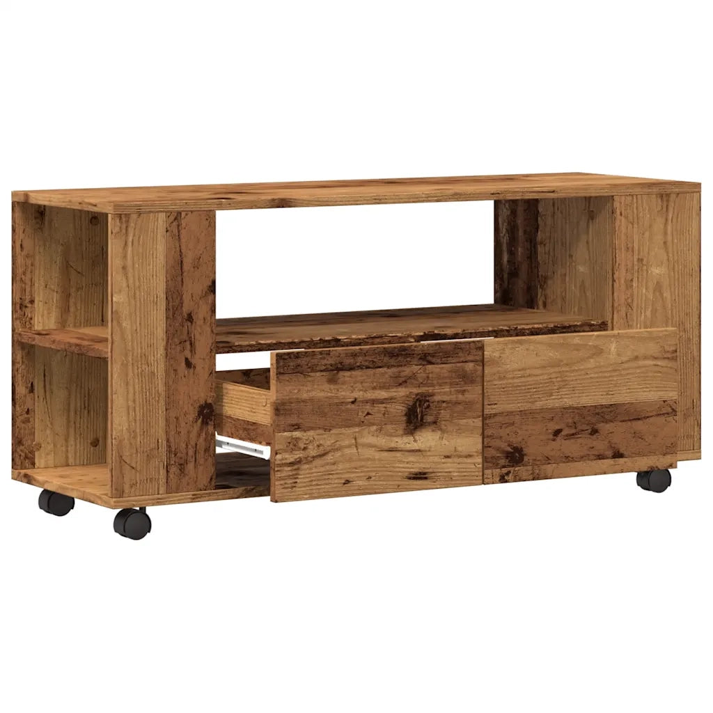 Mobile Porta TV con Ruote-Mobile per TV-Credenza TV Legno Antico 102x34,5x43cm Truciolato