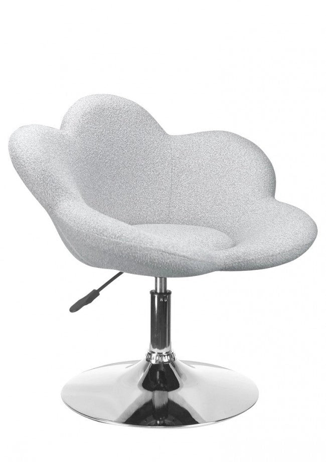 Set 2 Poltroncine da Soggiorno 69x55x69/81 cm in Schiuma Poliuretanica Fleur Cromo-Grigio Chiaro